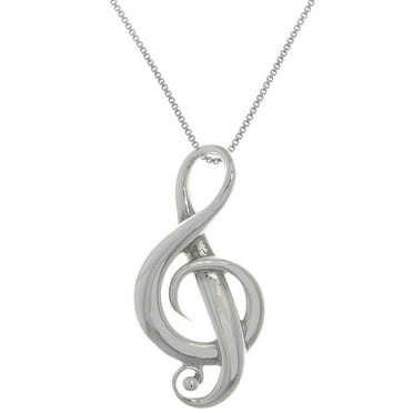 Glitzs Jewels Sterling Silver Blue Simulated Diamond Accent Music Note Heart Necklace 